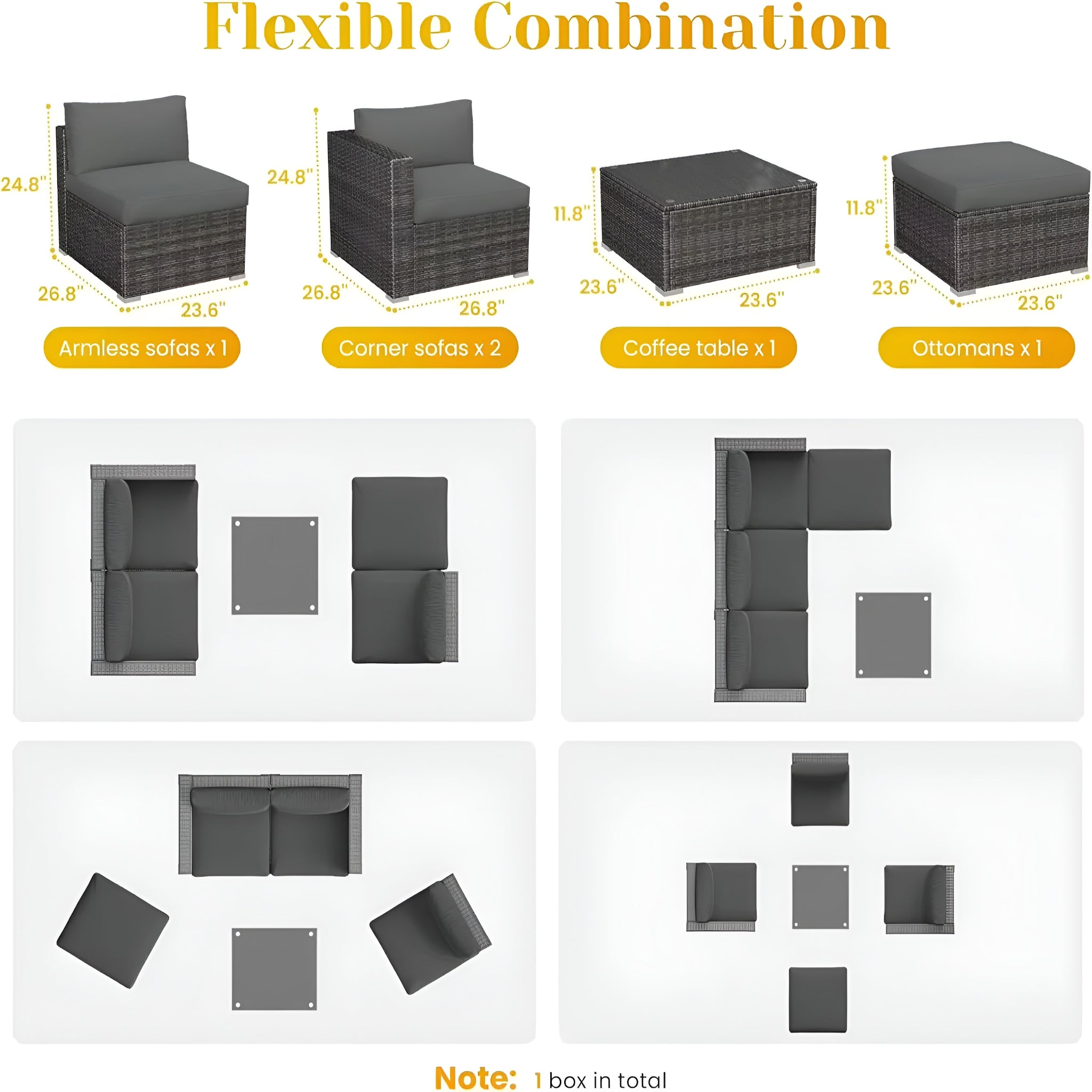 2025New-Outdoor Patio Furniture Set, 5 Piece Patio Conversation Set,Waterproof Wicker Furniture Set,All Weather Combination