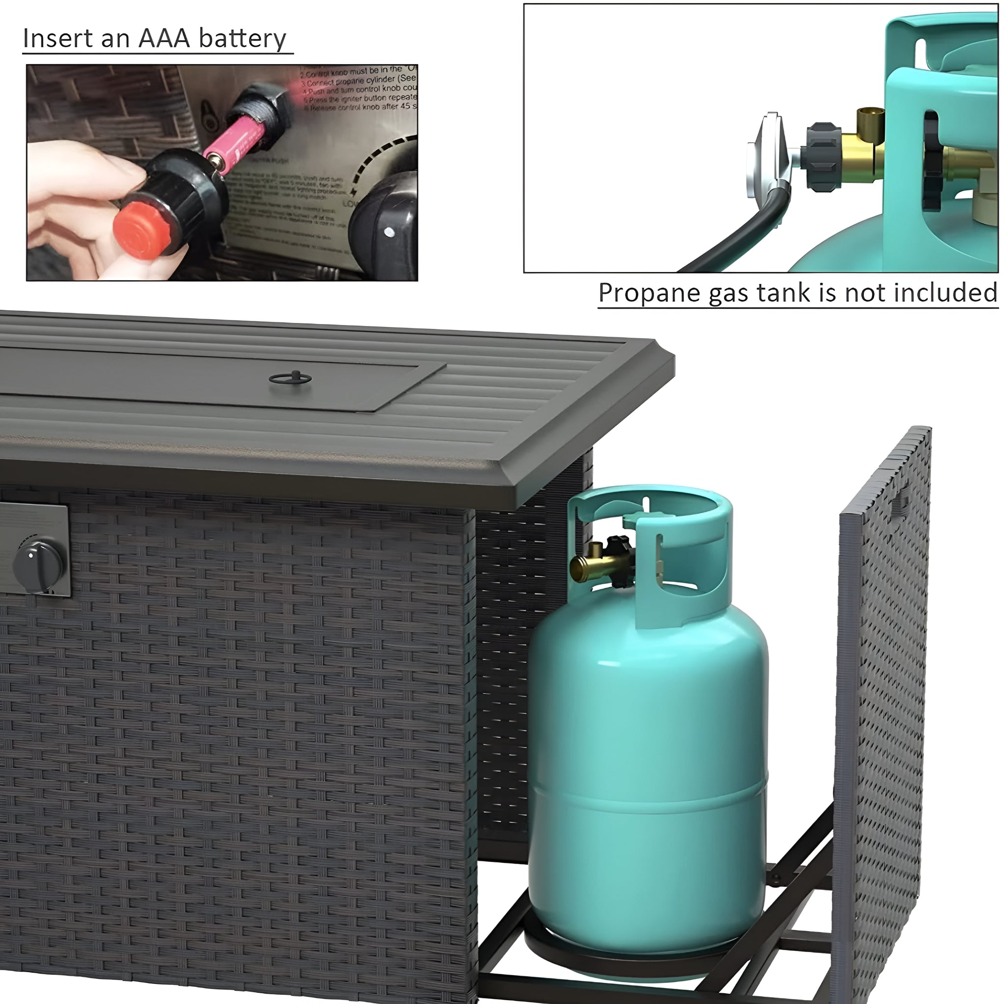 7 Pieces Outdoor Patio Furniture Set with 43" Fire Pit Table Sets Outdoor Furniture Patio Conversation Set (Sand)