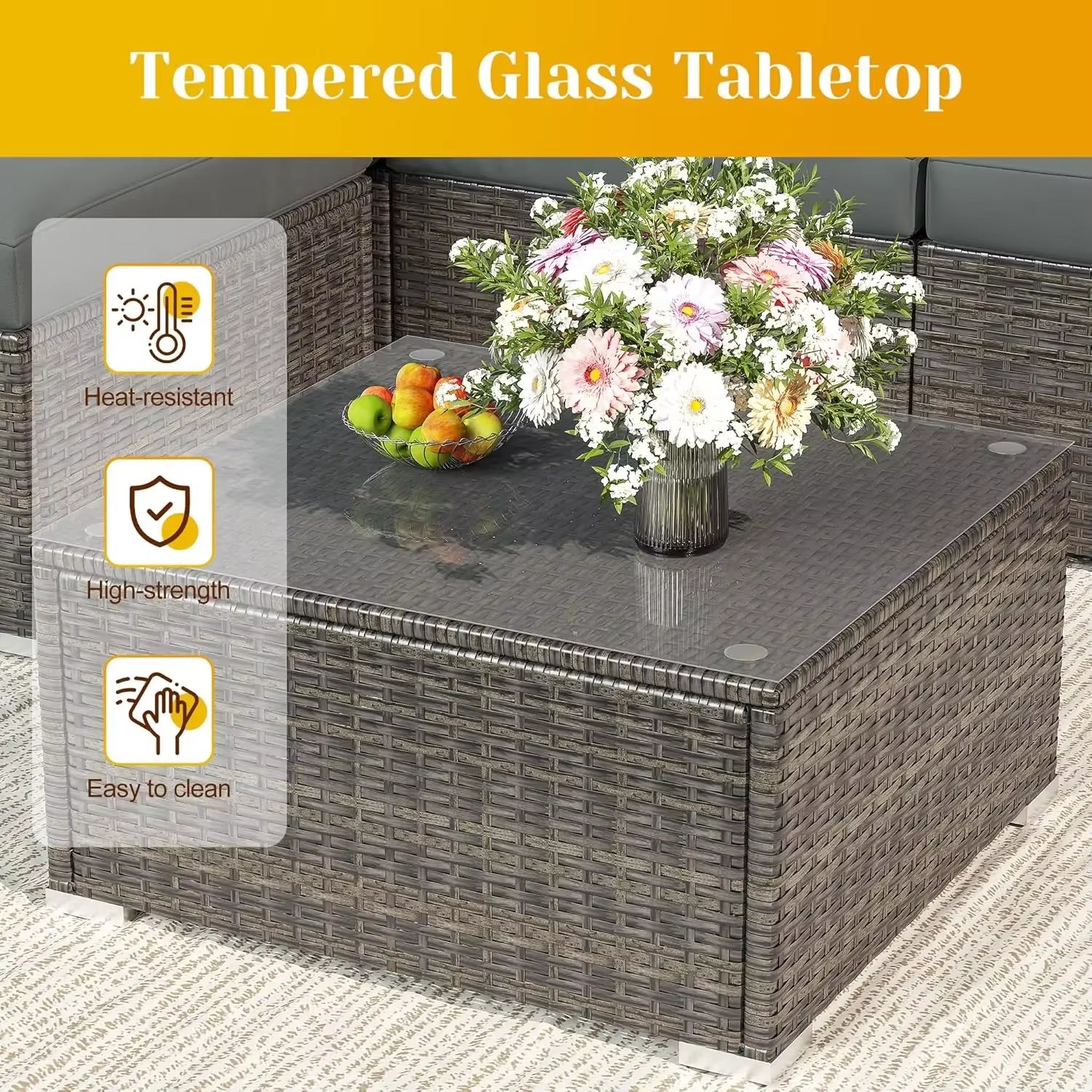 2025New-Outdoor Patio Furniture Set, 5 Piece Patio Conversation Set,Waterproof Wicker Furniture Set,All Weather Combination