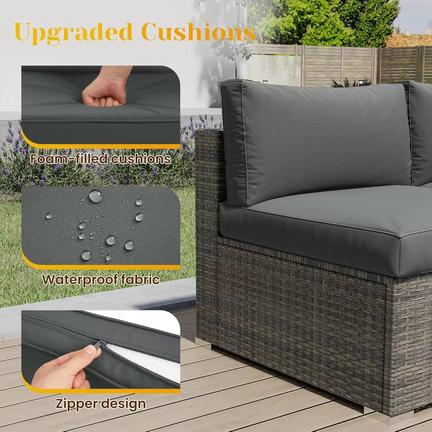 2025New-Outdoor Patio Furniture Set, 5 Piece Patio Conversation Set,Waterproof Wicker Furniture Set,All Weather Combination