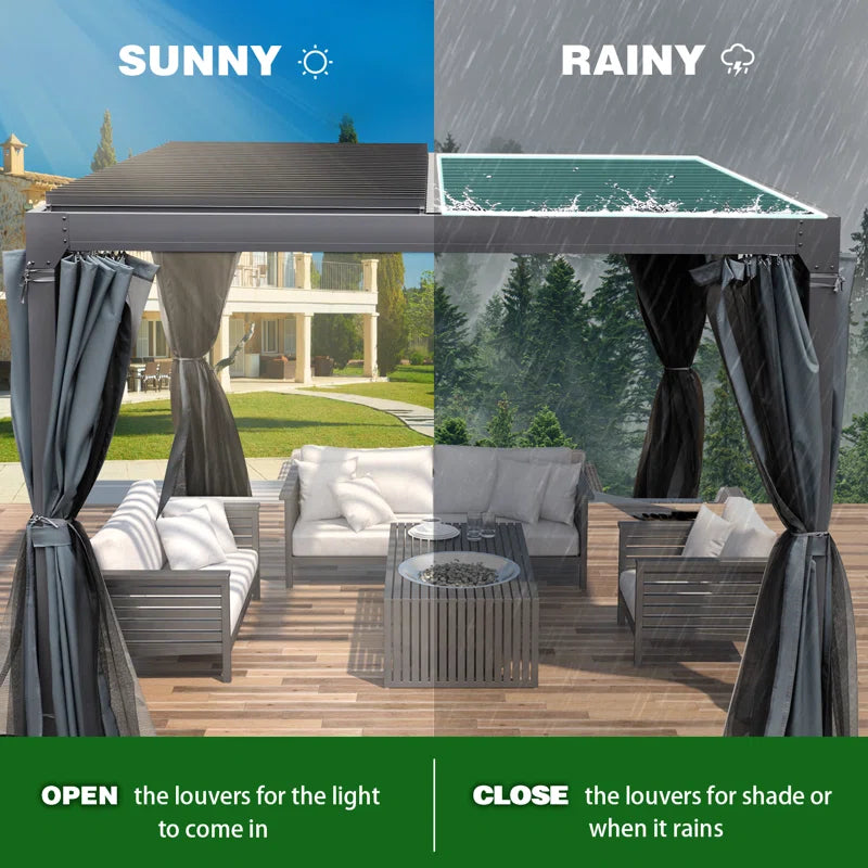 Outdoor Pergola, Louvered Pergola, Aluminum Pergola for Patio, Backyard, Pool Party