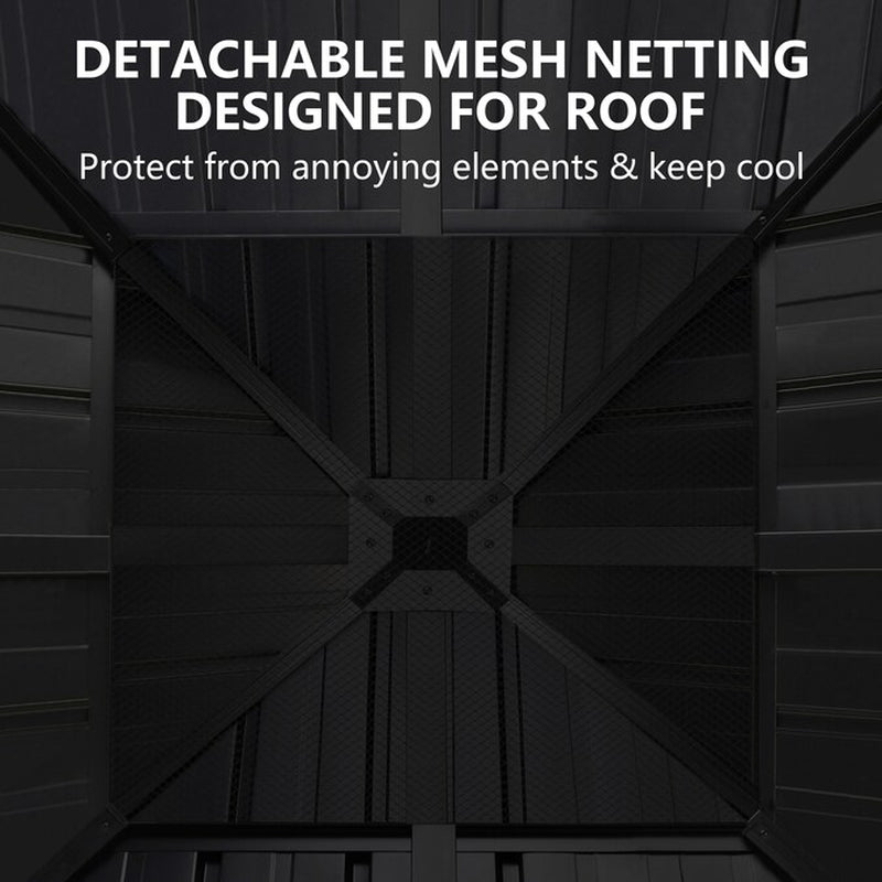 12-Ft X 12-Ft Hard Top Black Gazebo with Hardtop Roof (Screen Included)