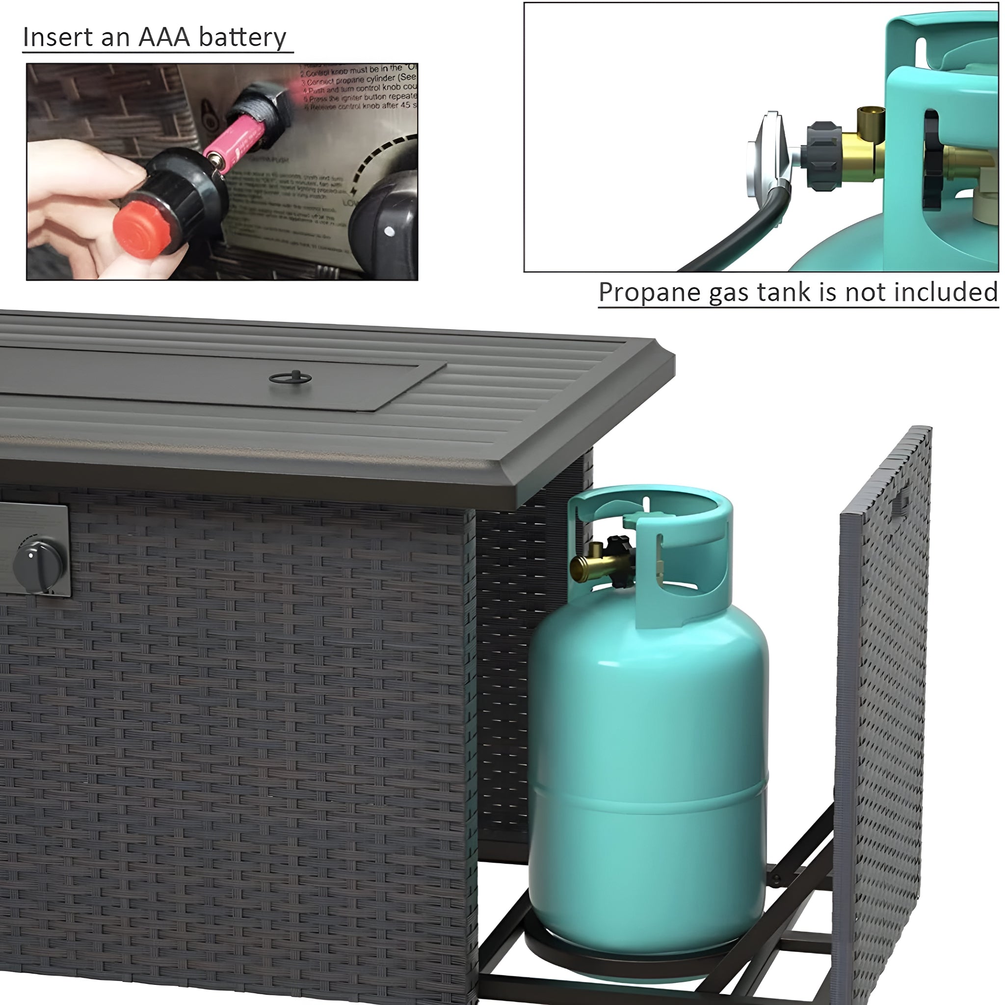 7 Pieces Outdoor Patio Furniture Set with 43" Fire Pit Table Sets Outdoor Furniture Patio Conversation Set (Black)