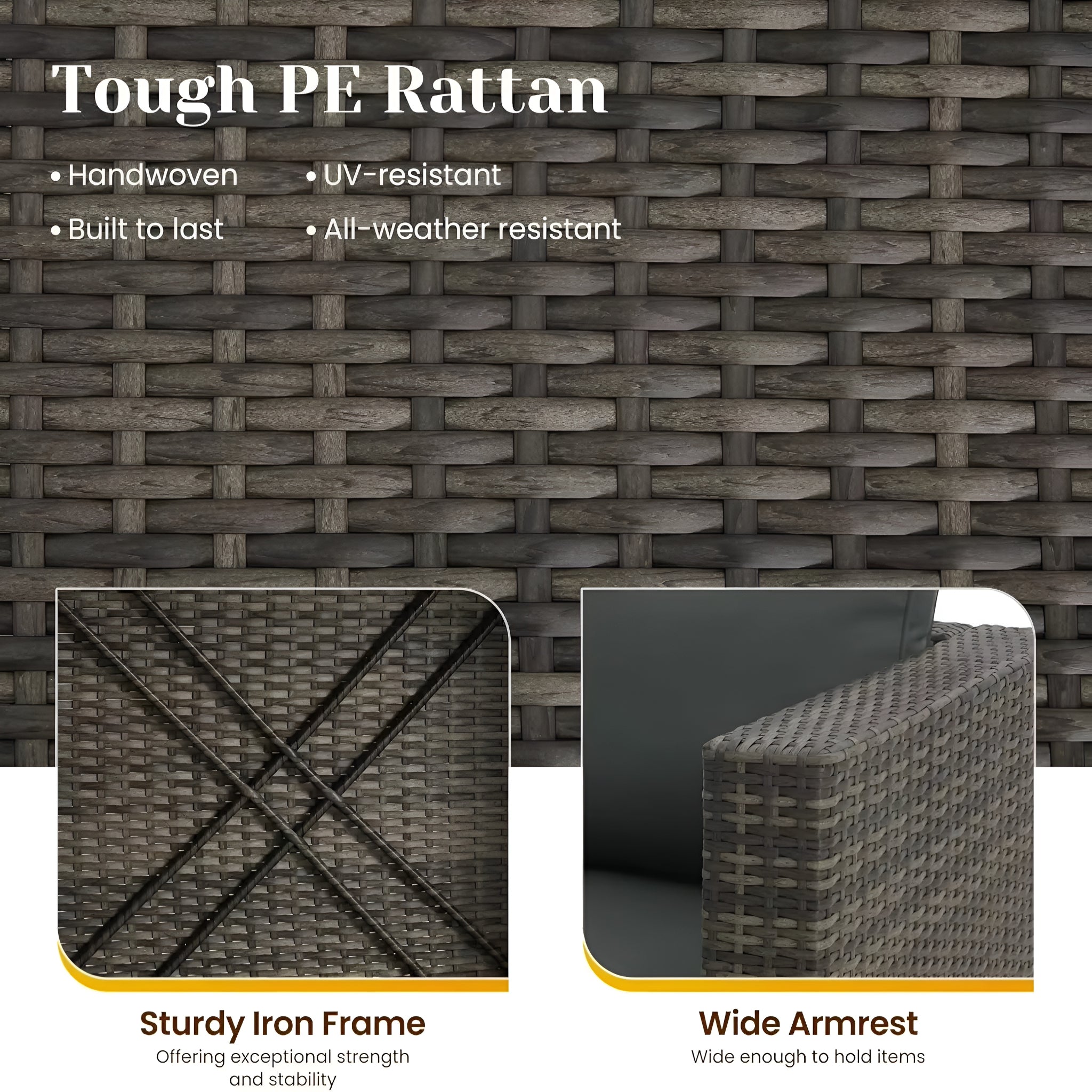 2025New-Outdoor Patio Furniture Set, 5 Piece Patio Conversation Set,Waterproof Wicker Furniture Set,All Weather Combination