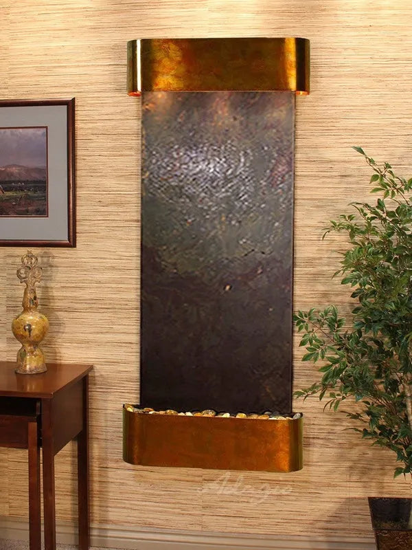 Adagio Inspiration Falls Wall Mounted Water Feature (30” x 69” x 6”) - Multi-Color FeatherStone / Rustic Copper