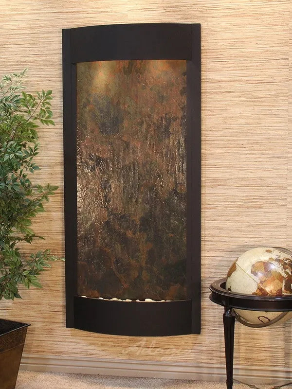 Adagio Pacifica Waters Wall Mounted Water Feature (32” x 69” x 6”) - Multi-Color FeatherStone / Textured Black