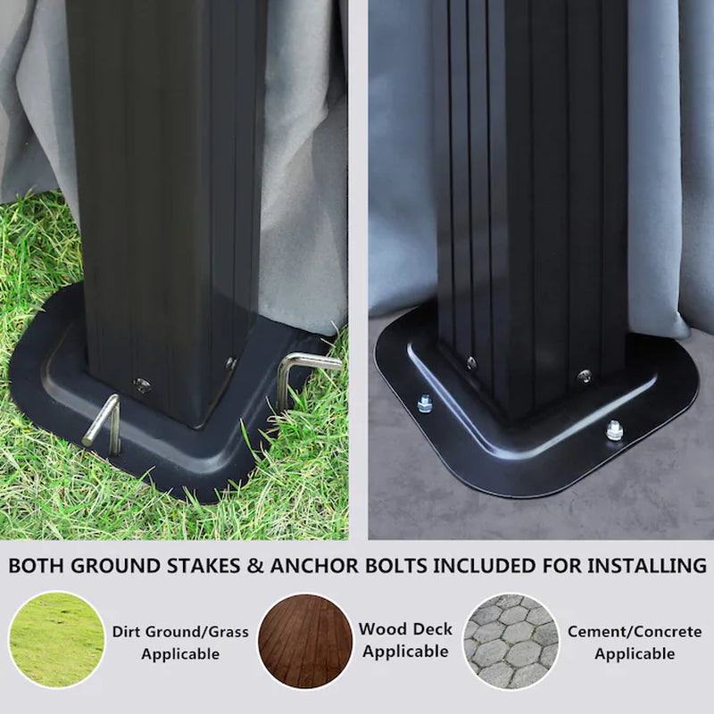 12-Ft X 12-Ft Hard Top Black Gazebo with Hardtop Roof (Screen Included)