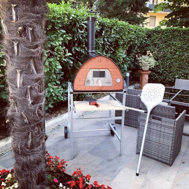 Pizza Party Pizzone Outdoor Wood-Fired Pizza Oven + Support with wheels + Door with glass