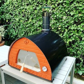 Pizza Party Pizzone Outdoor Wood-Fired Pizza Oven + Support with wheels + Door with glass