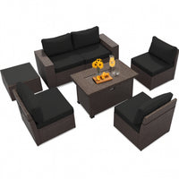 7 Pieces Outdoor Patio Furniture Set with 43" Fire Pit Table