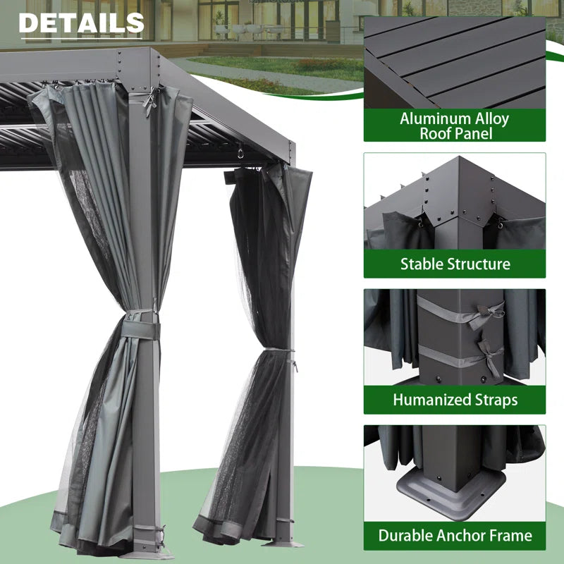 Outdoor Pergola, Louvered Pergola, Aluminum Pergola for Patio, Backyard, Pool Party