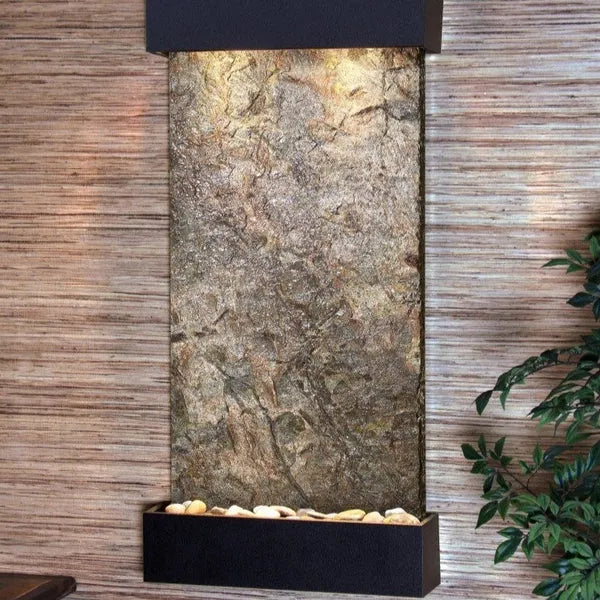 Adagio Whispering Creek Wall Mounted Water Feature (22” x 46” x 5”) - Green Natural Slate / Textured Black