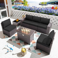 7 Pieces Outdoor Patio Furniture Set with 43" Fire Pit Table
