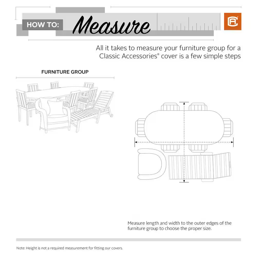 Veranda 140 In. L X 70 In. D X 35 In. H Full Coverage General Purpose Patio Furniture Cover